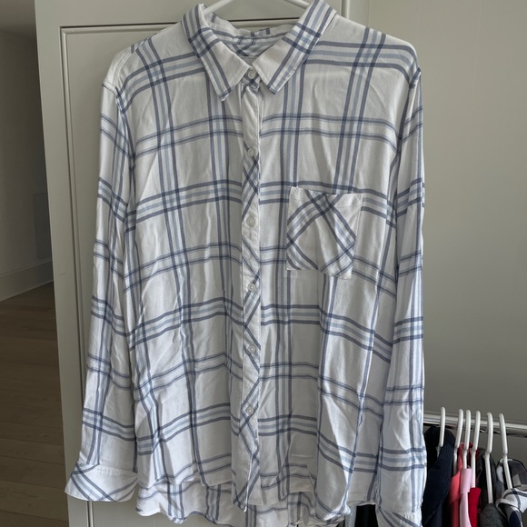 Rails Tops - Rails White and Blue Checkered Casual Shirt